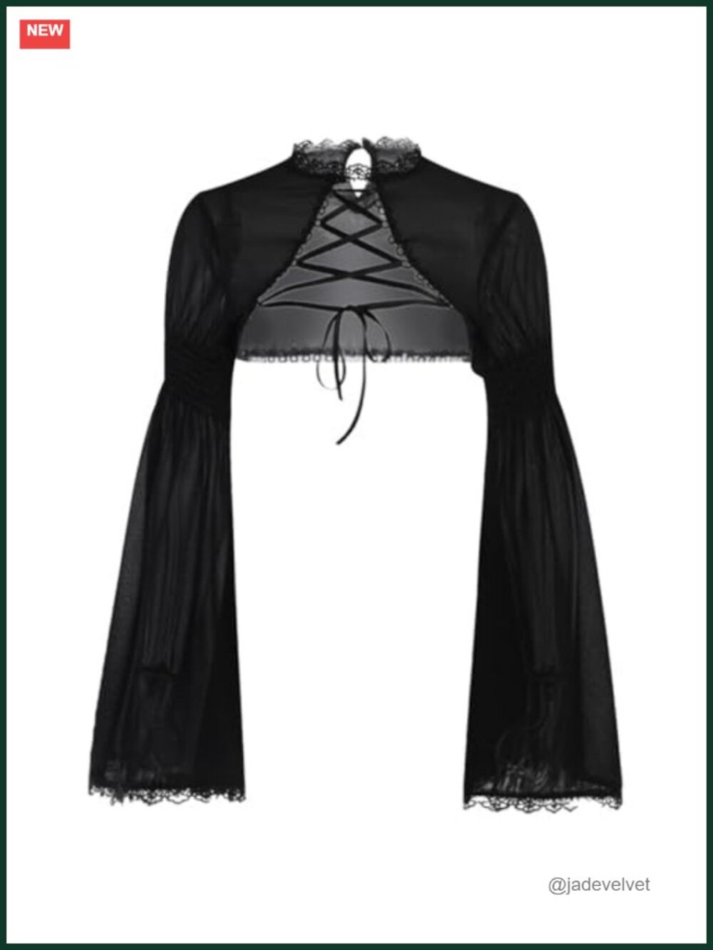 Sheer Bell Sleeve Tie Front Cropped Shrug Cardigan